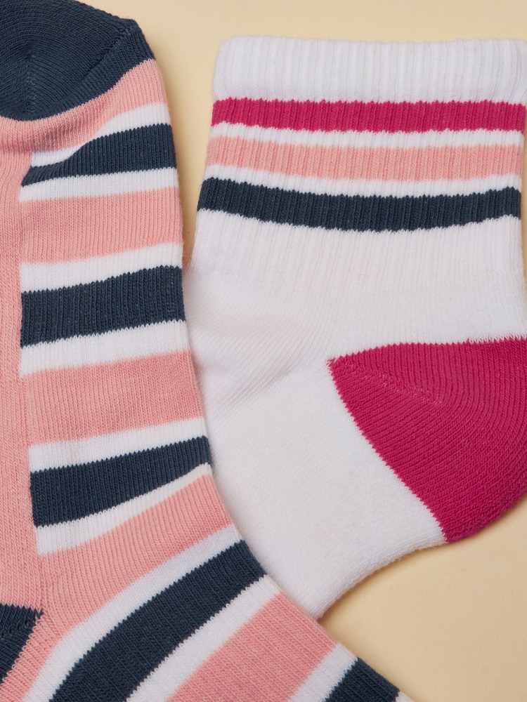 Joules Women's Volley Pink Blue Tennis Sock 2 Pack (size 4-8) - Image 2 of 3