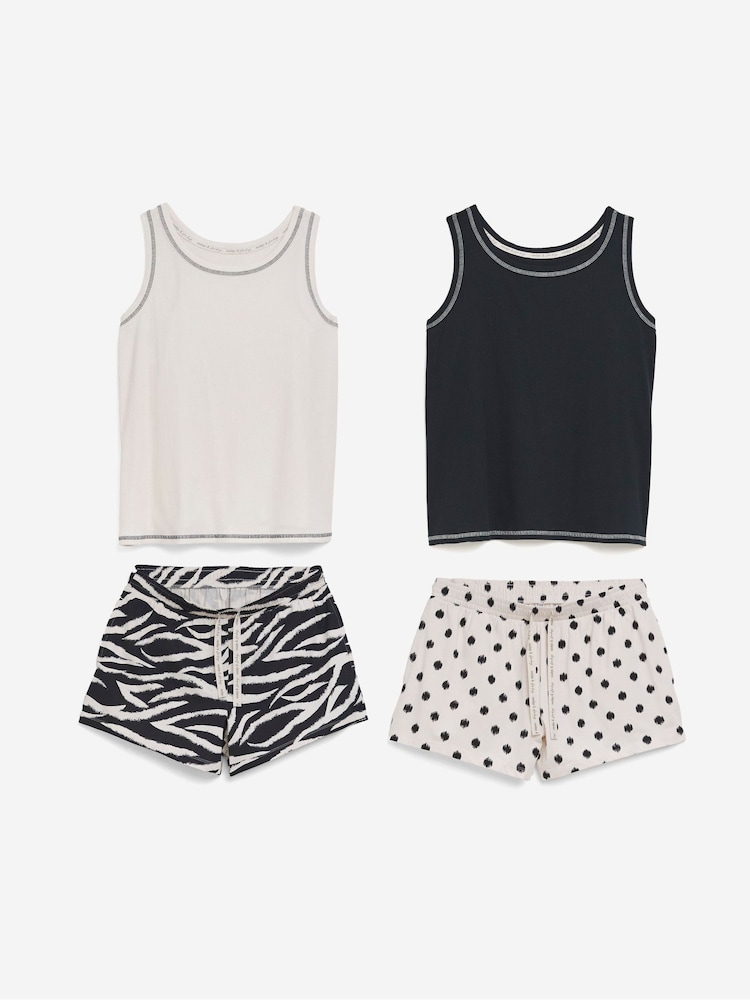 Simply Be Ribbed Vest Pyjamas Set 2 Pack - صورة 1 من 5