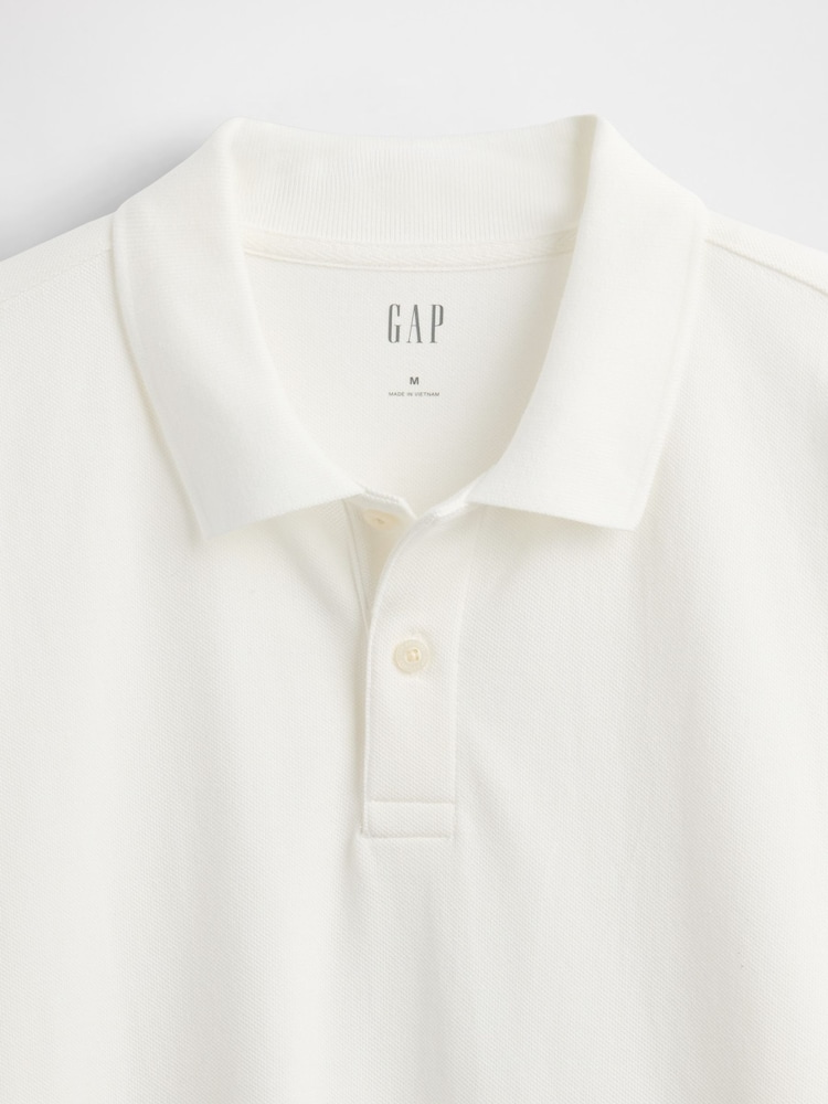 Gap White Cotton Pique Short Sleeve Polo Shirt - Image 5 of 5