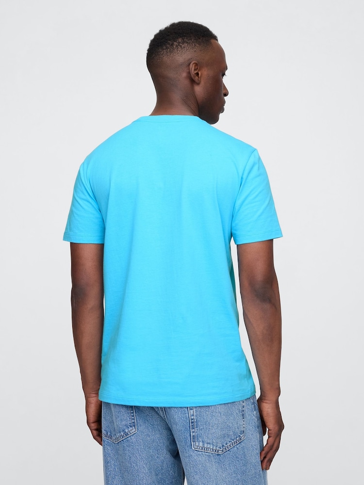 Gap Bright Blue Short Sleeve Everyday 100% Cotton Crew Neck T-Shirt - Image 2 of 5 Gap Bright Blue Short Sleeve Everyday 100% Cotton Crew Neck T-Shirt - Image 2 of 5