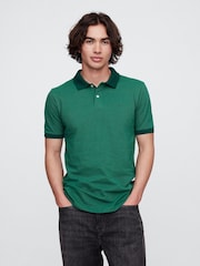Gap Green Pique Logo 100% Cotton Short Sleeve Polo Shirt - Image 1 of 5