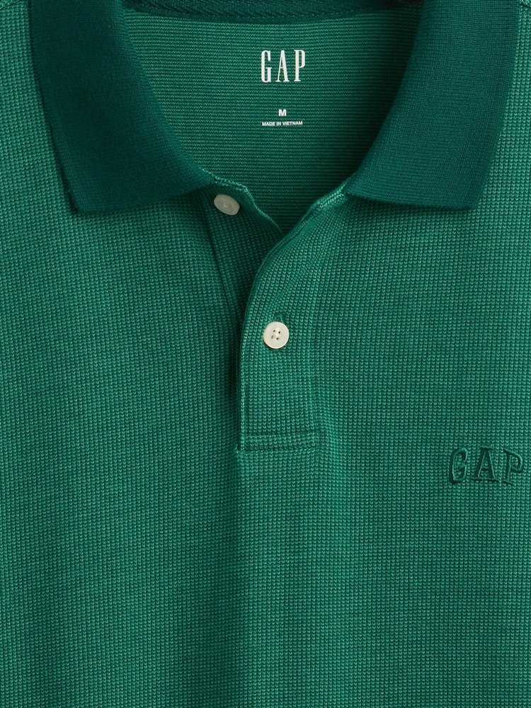 Gap Green Pique Logo 100% Cotton Short Sleeve Polo Shirt - Image 5 of 5 Gap Green Pique Logo 100% Cotton Short Sleeve Polo Shirt - Image 5 of 5