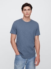 Gap Dark Blue Slub Curved Hem Short Sleeve T-Shirt - Image 1 of 5