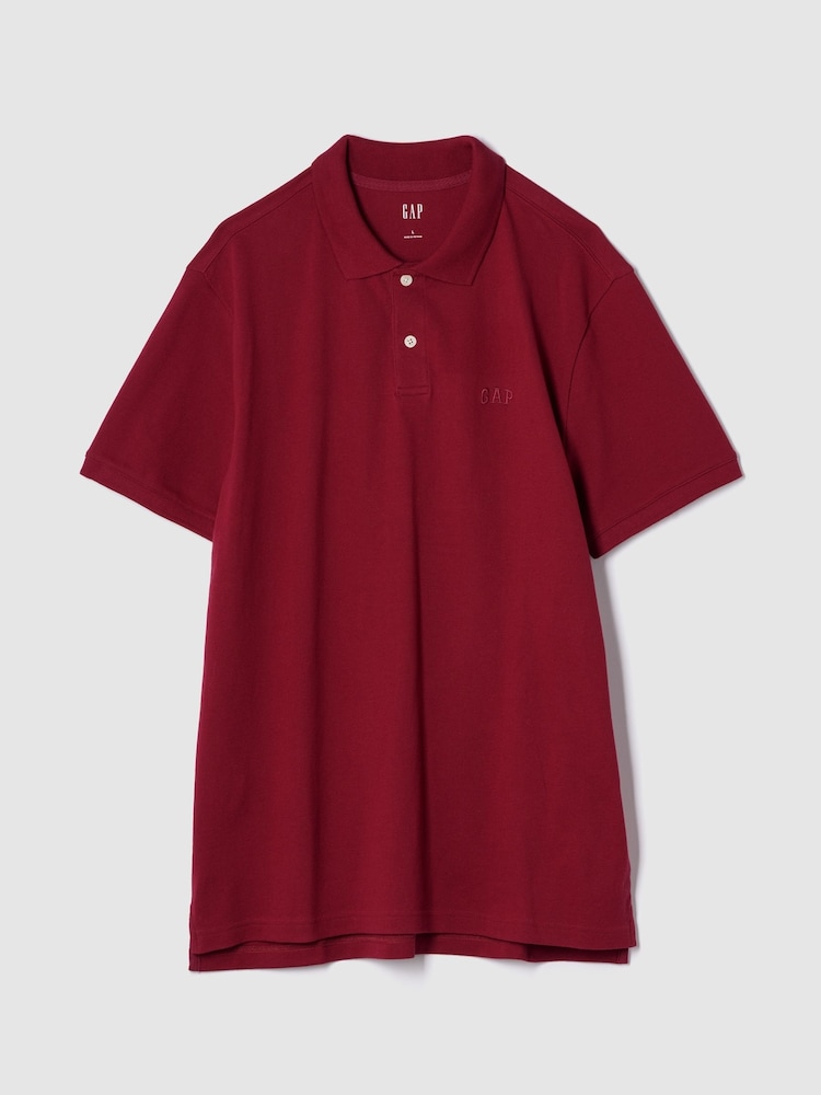 Gap Burgundy Pique Logo 100% Cotton Short Sleeve Polo Shirt - Image 1 of 2