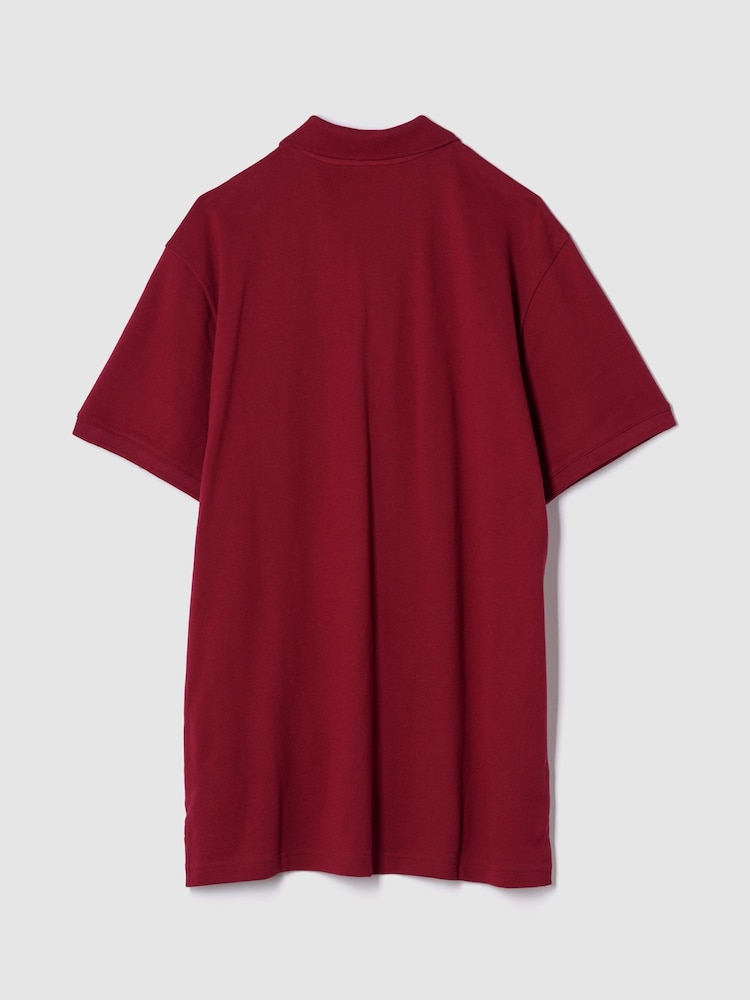 Gap Burgundy Pique Logo 100% Cotton Short Sleeve Polo Shirt - Image 2 of 2