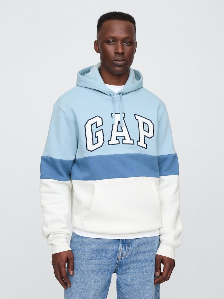 Gap Blue Relaxed Logo Colourblock Hoodie - Image 1 of 6 Gap Blue Relaxed Logo Colourblock Hoodie - Image 1 of 6