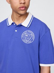 Gap Blue Athletic Logo Pique Short Sleeve Polo Shirt - Image 4 of 5