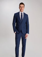 Harry Brown Blue Slim Fit Suit Archie Melange Jacket - Image 1 of 12