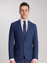 Harry Brown Blue Slim Fit Suit Archie Melange Jacket - Image 10 of 12