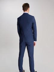 Harry Brown Blue Slim Fit Suit Archie Melange Jacket - Image 2 of 12