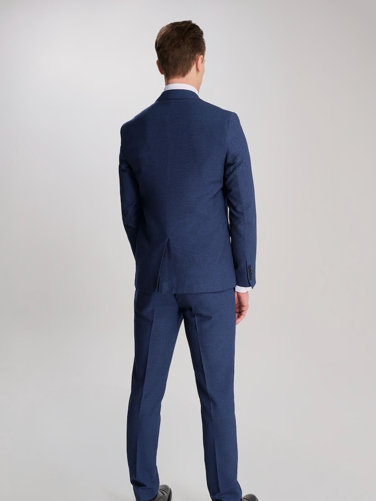 Harry Brown Blue Slim Fit Suit Archie Melange Jacket - Image 2 of 12