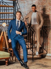 Harry Brown Blue Slim Fit Suit Archie Melange Jacket - Image 4 of 12