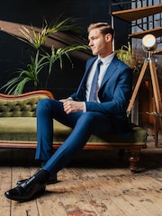 Harry Brown Blue Slim Fit Suit Archie Melange Jacket - Image 5 of 12