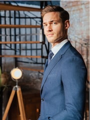 Harry Brown Blue Slim Fit Suit Archie Melange Jacket - Image 6 of 12
