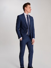 Harry Brown Blue Slim Fit Suit Archie Melange Jacket - Image 9 of 12
