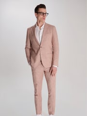 Harry Brown Pink Giacomo Slim Fit Cotton Linen Suit Jacket - Image 1 of 12