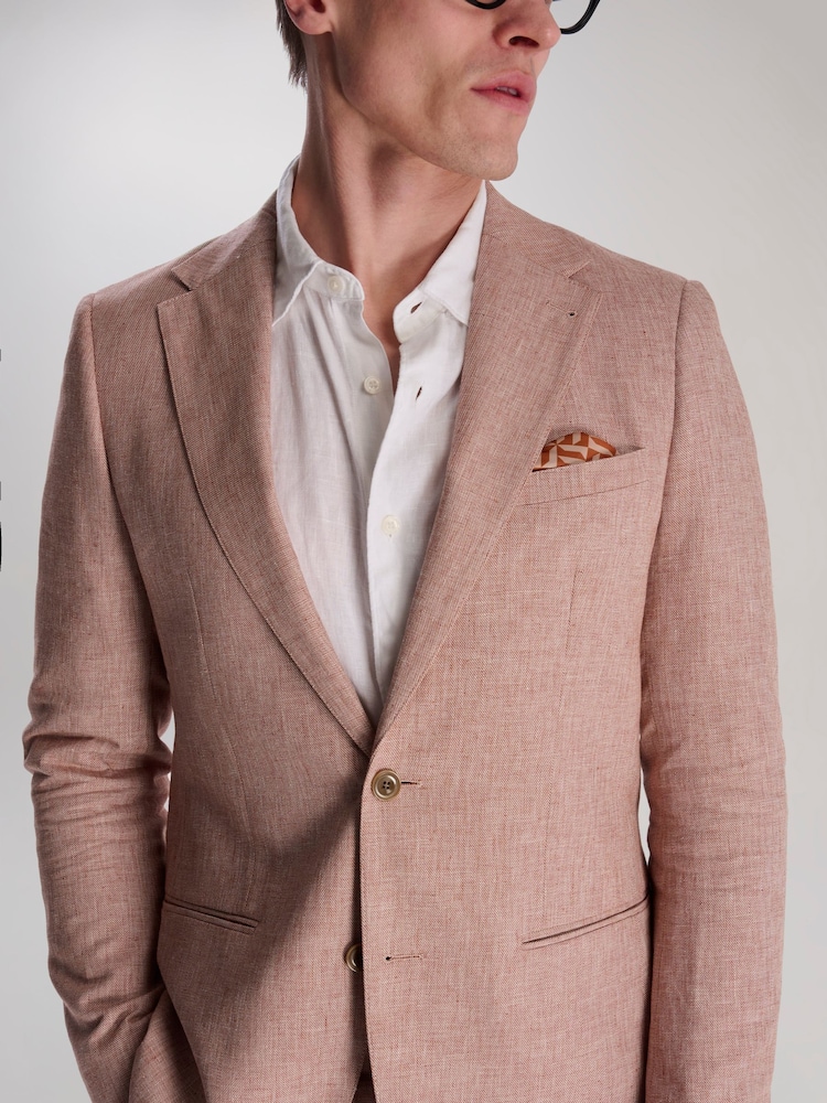 Roze - Harry Brown Giacomo Slim Fit Cotton Linen Suit Jacket - Image 11 of 12