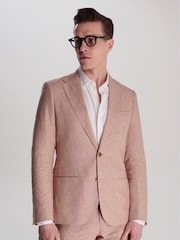 Harry Brown Pink Giacomo Slim Fit Cotton Linen Suit Jacket - Image 12 of 12
