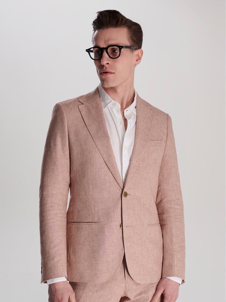 Harry Brown Pink Giacomo Slim Fit Cotton Linen Suit Jacket - Image 12 of 12