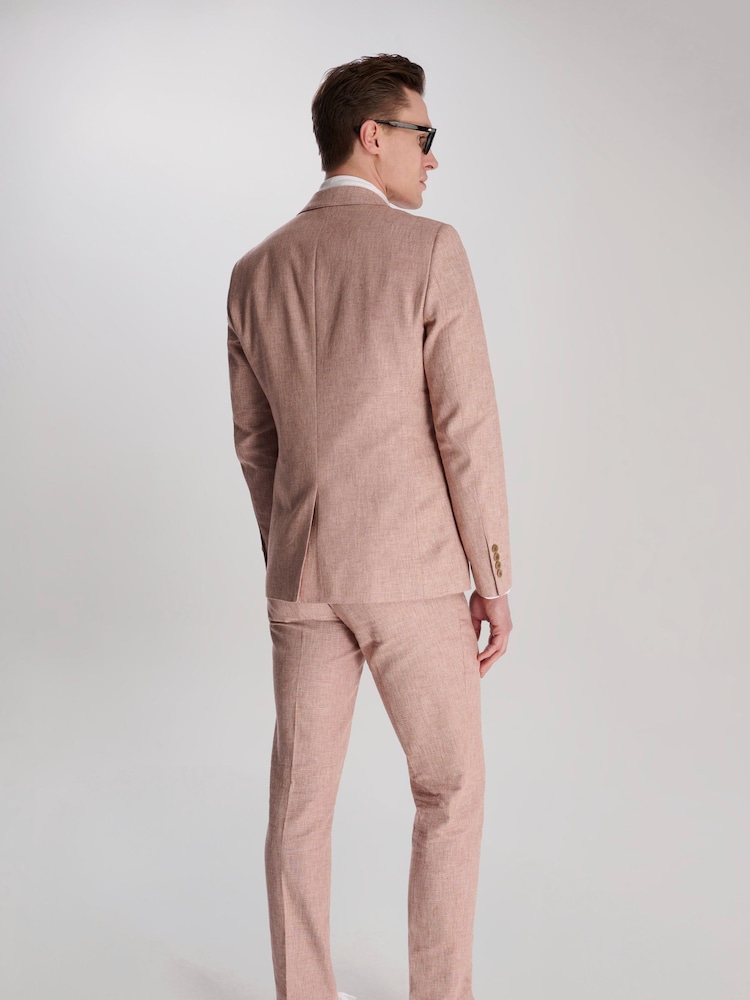Roze - Harry Brown Giacomo Slim Fit Cotton Linen Suit Jacket - Image 3 of 12
