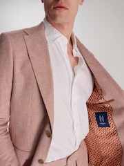 Harry Brown Pink Giacomo Slim Fit Cotton Linen Suit Jacket - Image 4 of 12