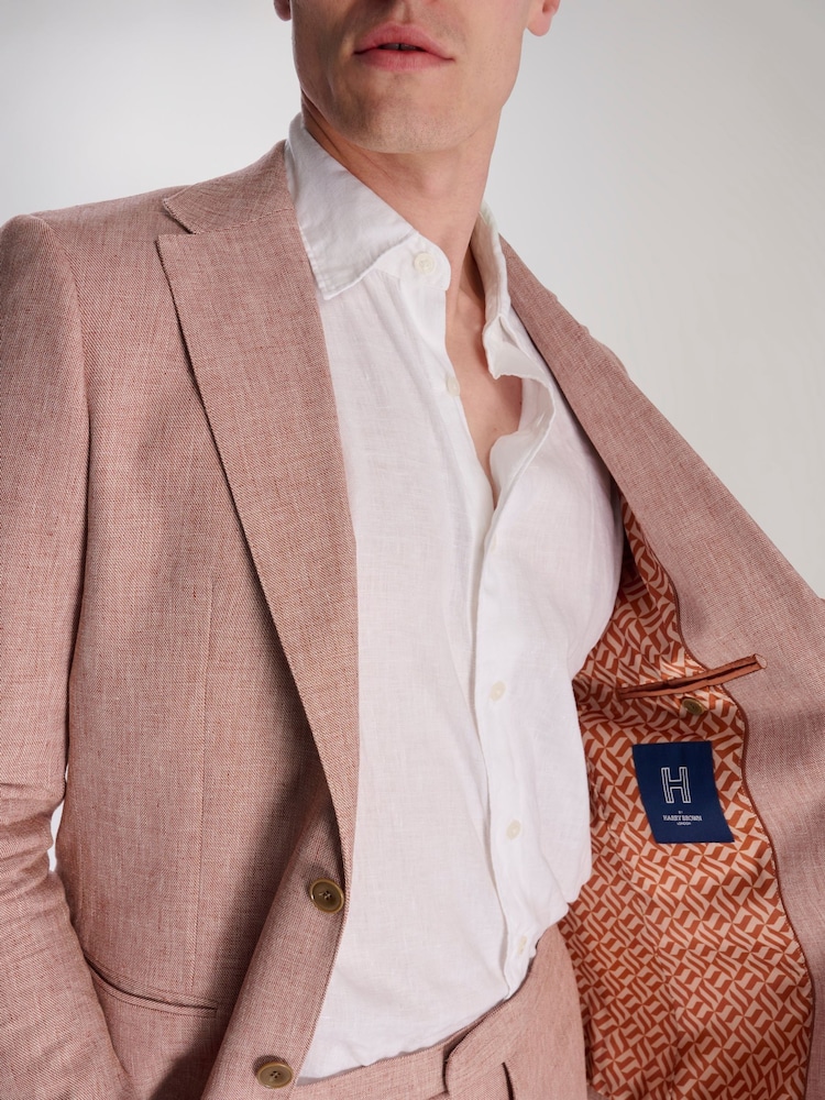 Roze - Harry Brown Giacomo Slim Fit Cotton Linen Suit Jacket - Image 4 of 12