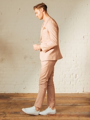 Harry Brown Pink Giacomo Slim Fit Cotton Linen Suit Jacket - Image 7 of 12