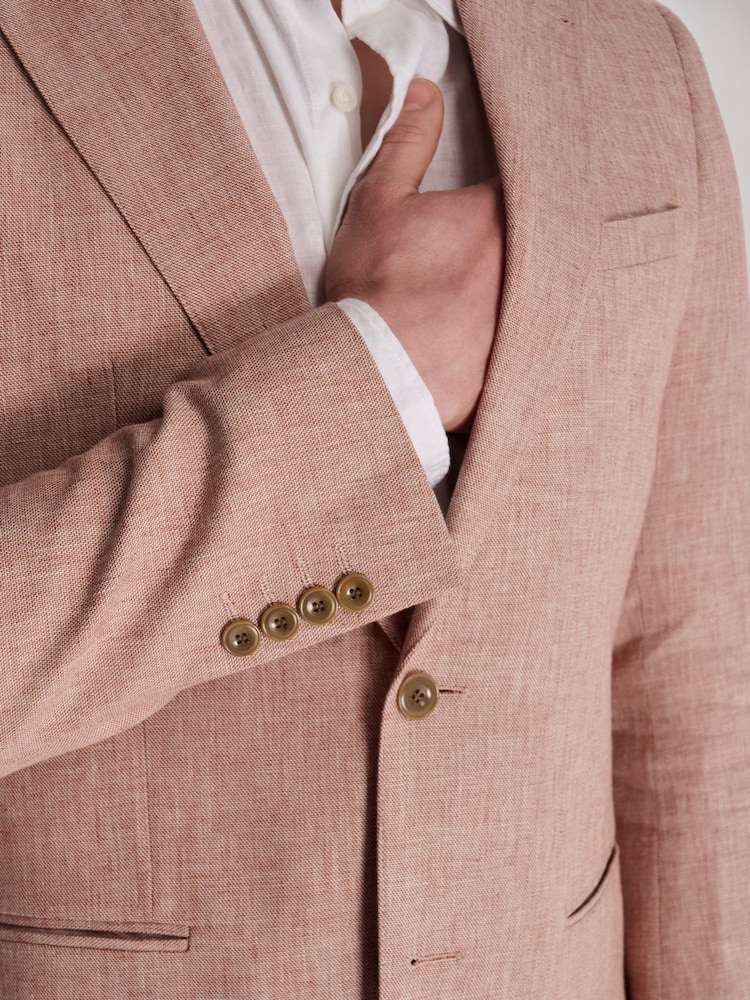 Roze - Harry Brown Giacomo Slim Fit Cotton Linen Suit Jacket - Image 8 of 12