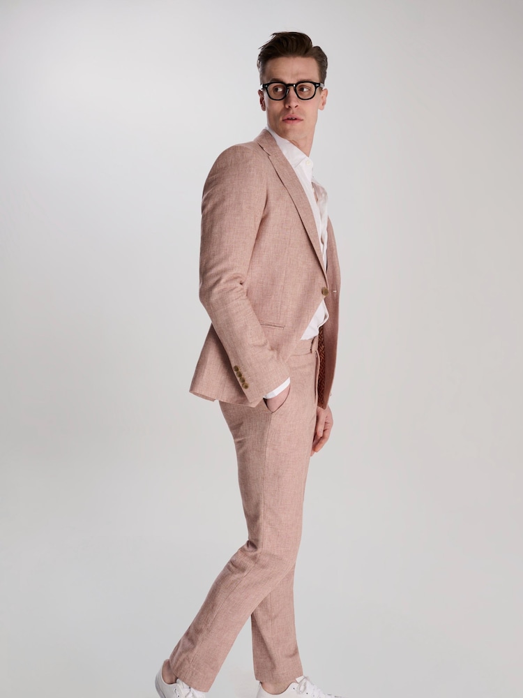 Roze - Harry Brown Giacomo Slim Fit Cotton Linen Suit Jacket - Image 10 of 12
