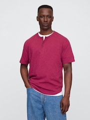 Gap Pink Short Sleeve Henley T-Shirt - Image 1 of 5