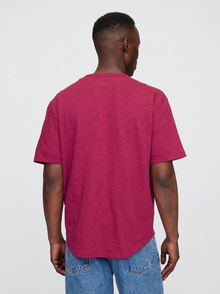 Gap Pink Short Sleeve Henley T-Shirt - Image 2 of 5 Gap Pink Short Sleeve Henley T-Shirt - Image 2 of 5