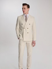 Harry Brown Cream Giacomo Cotton Linen Double Breasted Suit Jacket - Image 1 of 13
