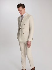 Harry Brown Cream Giacomo Cotton Linen Double Breasted Suit Jacket - Image 11 of 13