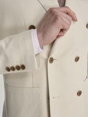 Harry Brown Cream Giacomo Cotton Linen Double Breasted Suit Jacket - Image 4 of 13