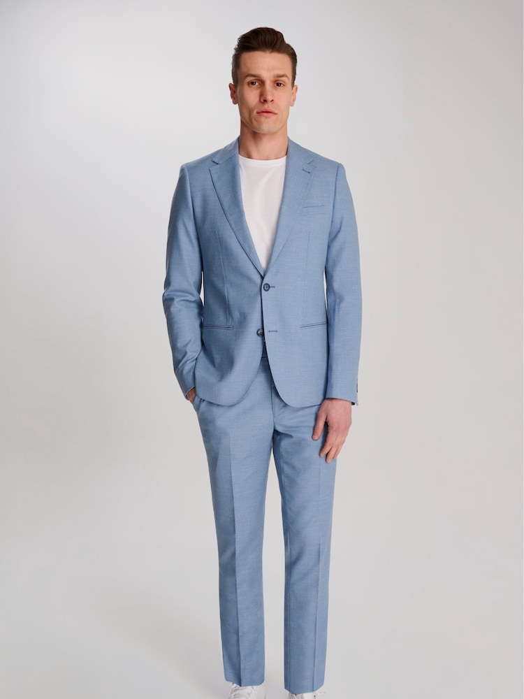 Harry Brown Blue Sandro Slim Fit Linen Look Suit Jacket - Image 1 of 12