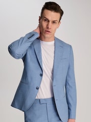 Harry Brown Blue Sandro Slim Fit Linen Look Suit Jacket - Image 12 of 12