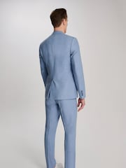 Harry Brown Blue Sandro Slim Fit Linen Look Suit Jacket - Image 3 of 12