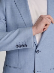 Harry Brown Blue Sandro Slim Fit Linen Look Suit Jacket - Image 4 of 12