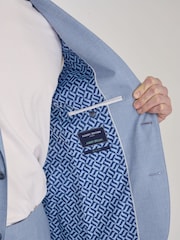 Harry Brown Blue Sandro Slim Fit Linen Look Suit Jacket - Image 8 of 12