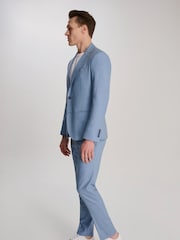 Harry Brown Blue Sandro Slim Fit Linen Look Suit Jacket - Image 10 of 12