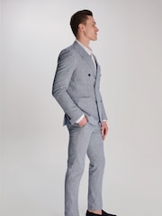 Harry Brown Blue Giacomo Cotton Linen Double Breasted Suit Jacket - Image 11 of 13