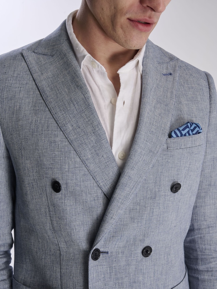 Harry Brown Blue Giacomo Cotton Linen Double Breasted Suit Jacket - Image 13 of 13 Harry Brown Blue Giacomo Cotton Linen Double Breasted Suit Jacket - Image 13 of 13