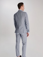 Harry Brown Blue Giacomo Cotton Linen Double Breasted Suit Jacket - Image 3 of 13