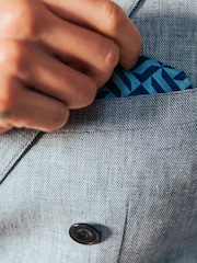 Harry Brown Blue Giacomo Cotton Linen Double Breasted Suit Jacket - Image 7 of 13