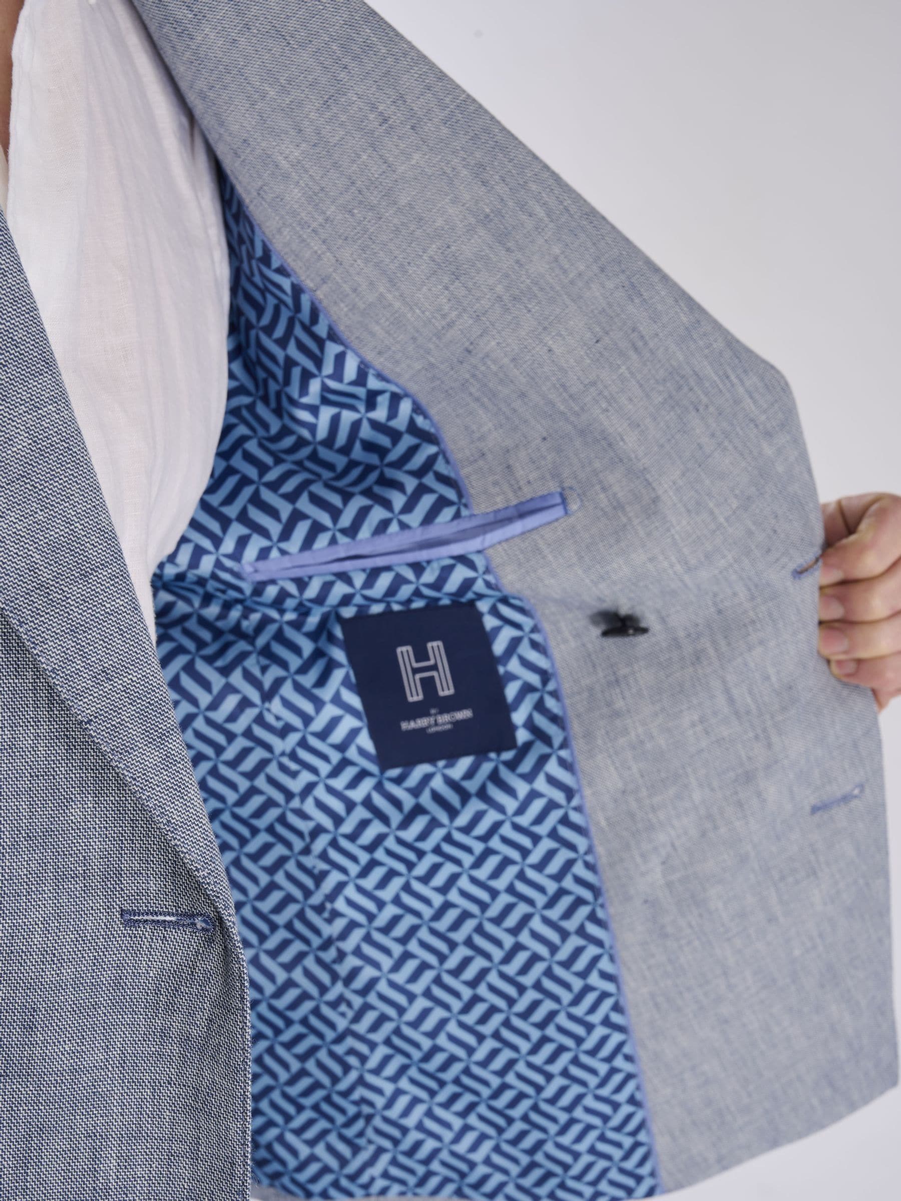 Buy Harry Brown Blue Giacomo Cotton Linen Double Breasted Suit