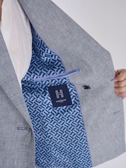 Harry Brown Blue Giacomo Cotton Linen Double Breasted Suit Jacket - Image 9 of 13