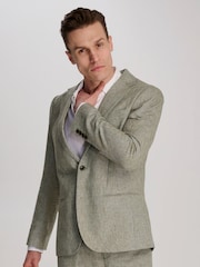 Harry Brown Green Giacomo Slim Fit Cotton Linen Suit Jacket - Image 1 of 13