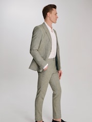 Harry Brown Green Giacomo Slim Fit Cotton Linen Suit Jacket - Image 11 of 13