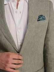 Harry Brown Green Giacomo Slim Fit Cotton Linen Suit Jacket - Image 12 of 13
