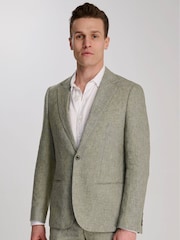 Harry Brown Green Giacomo Slim Fit Cotton Linen Suit Jacket - Image 13 of 13